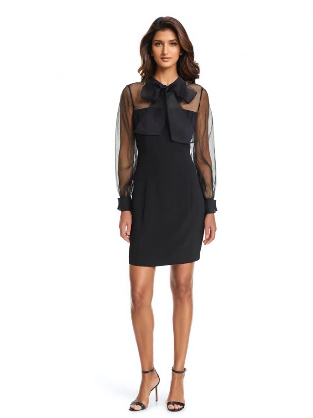 🖤🎀 SHANI Collection Bow-Neck Sheer Sleeve Sheath Dress - NWT | Size 6